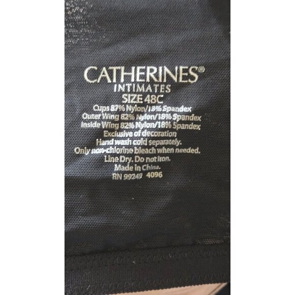 Catherines lightly Lined black Bra Underwire front Closure size 48C - Picture 6 of 6